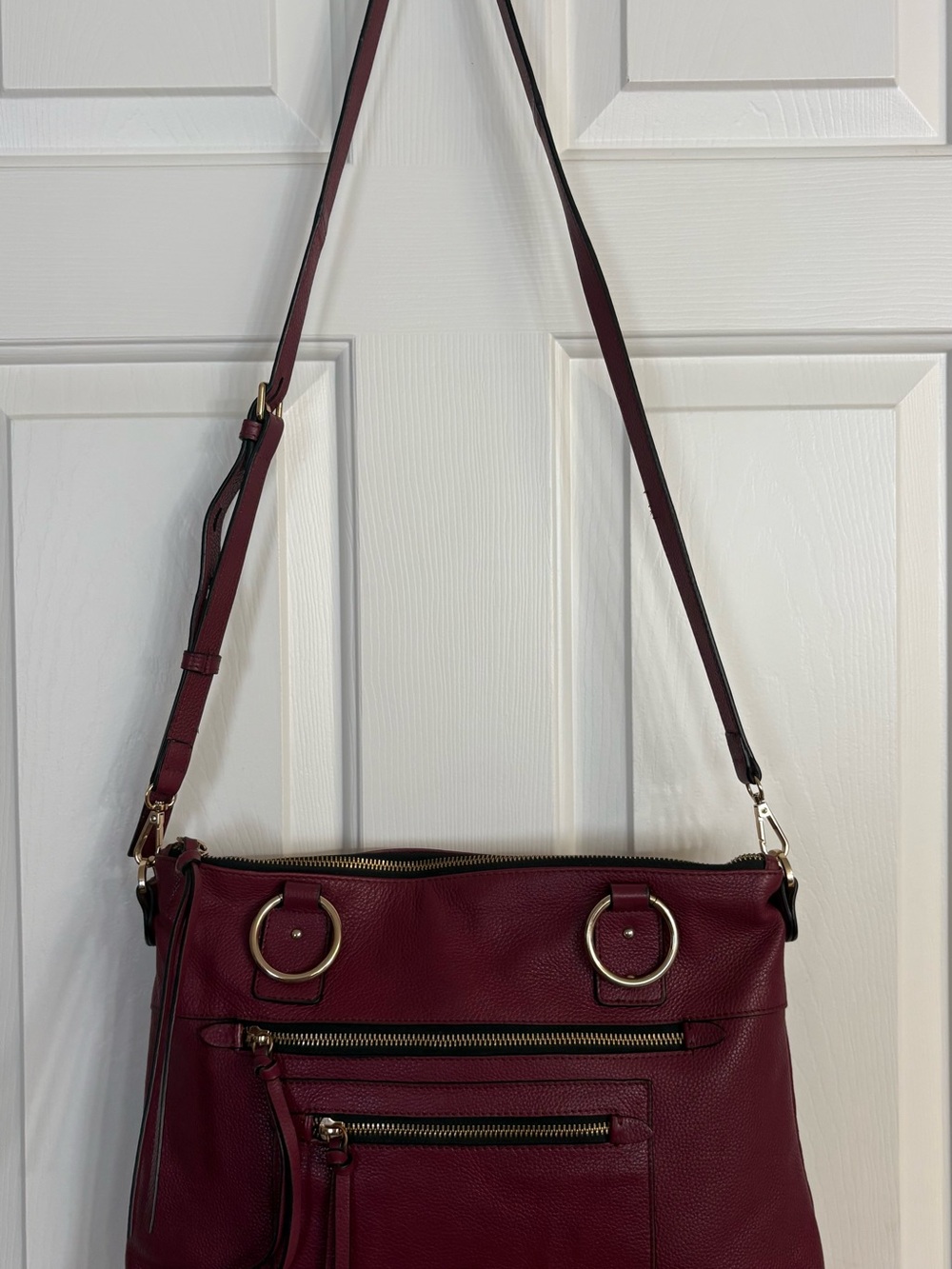 Lodis Bryant Burgundy Top Grain Tumbled Leather Crossbody Bag